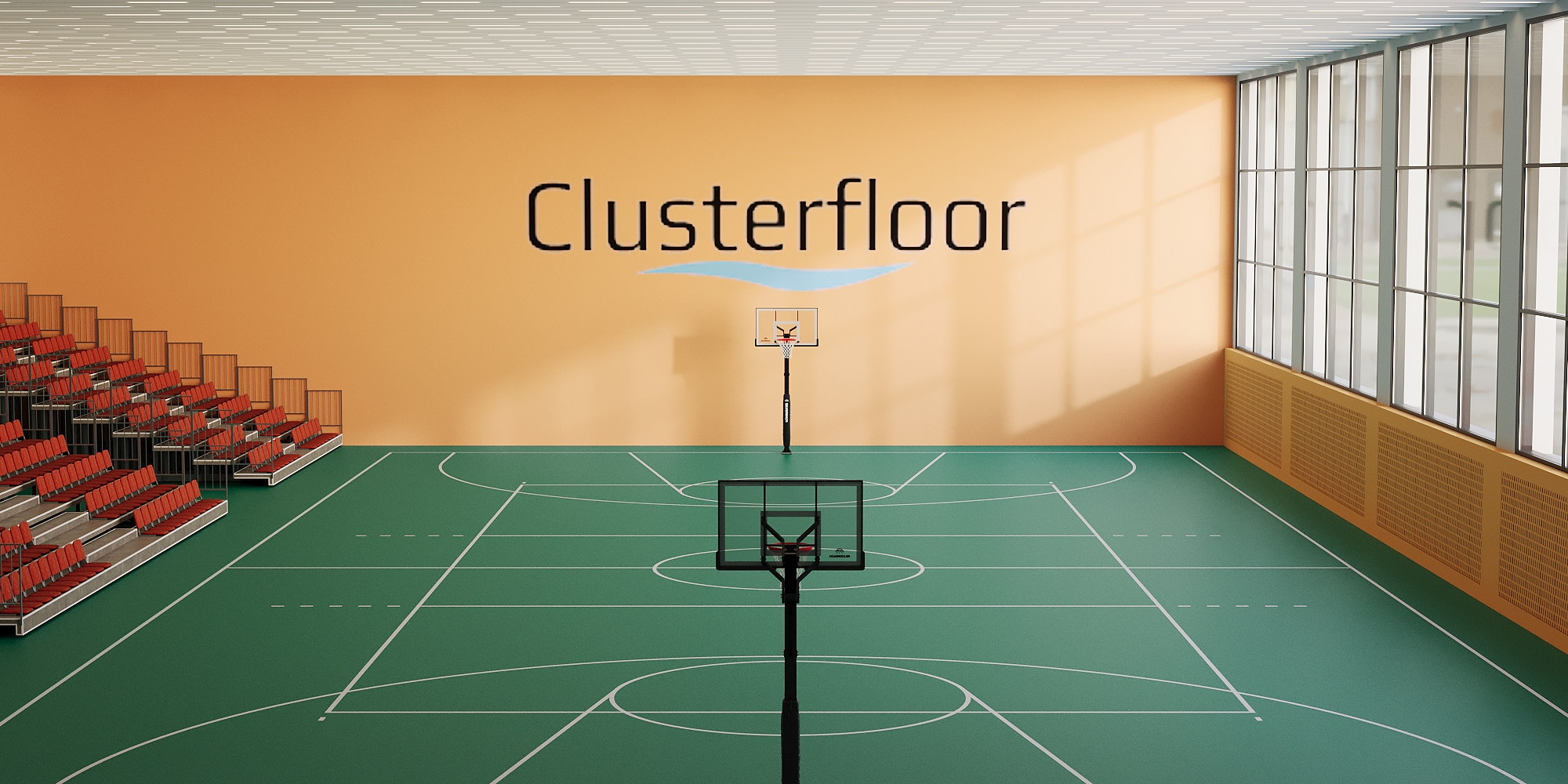 Спортивный линолеум Clusterfloor Sport multi Green 6 мм - купить в Москве  от производителя по цене 1990 руб в компании «Пол и Холл» Москва и М-о -  интернет-магазин