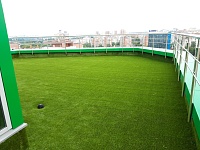 Укладка искусственной травы Domo на крыше