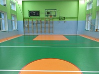 Укладка спортивного линолеума и нанесение разметки Одинцовская гимназия №4 Школа