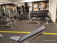 Заливка нивилирующей смеси и укладка резинового рулонного покрытия -255м2