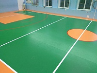 Укладка спортивного линолеума и нанесение разметки Одинцовская гимназия №4 Школа
